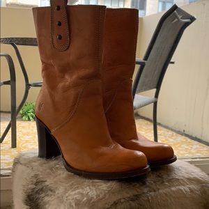 Frye Stacked Buttery Leather heeled boots